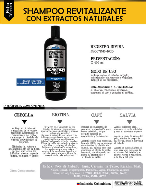SHAMPOO DE CEBOLLA +CERA MOLDEADORA Bearmen Colombia